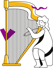 woman plays harp